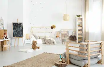 a white-themed children's playroom