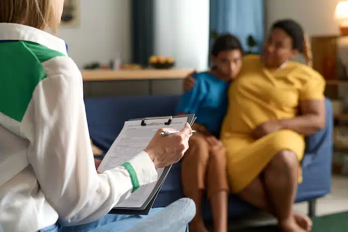 Social Working meeting with an adoptive family